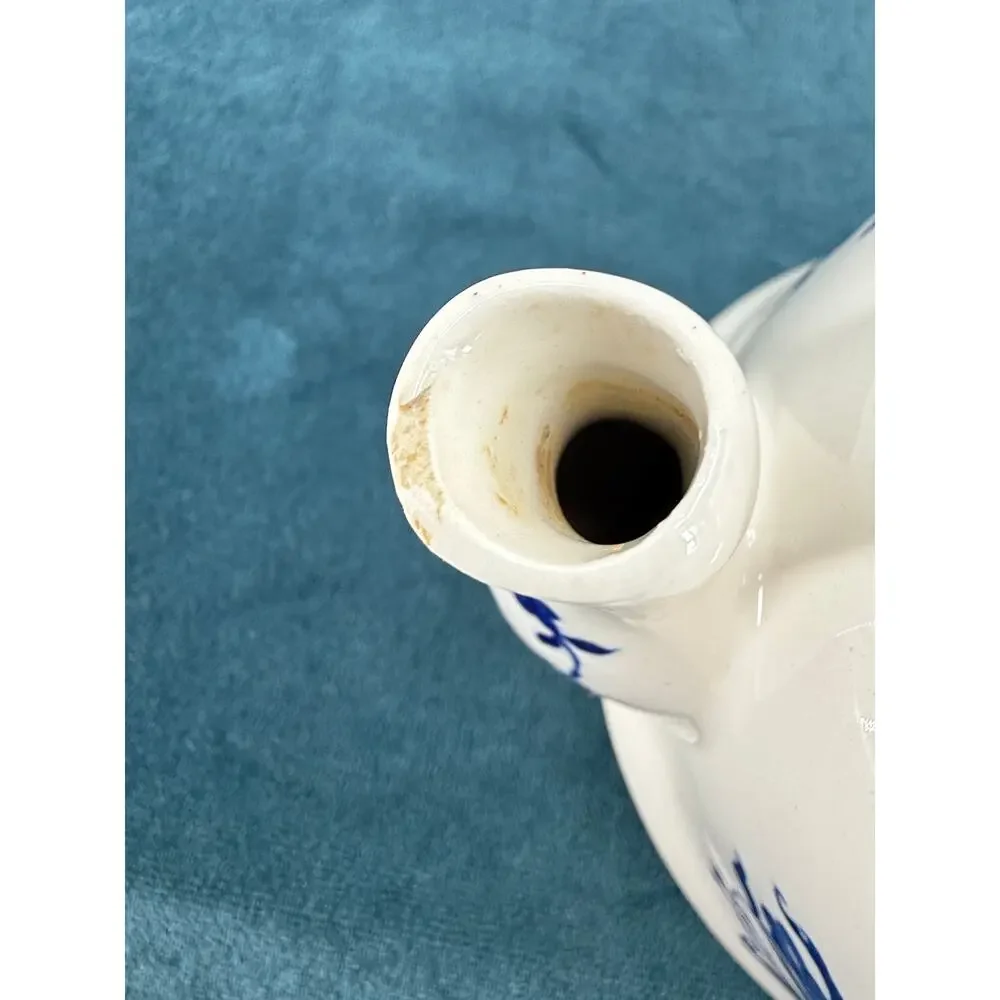 Blue Onion Floral Ceramic Tea Kettle Vintage Japan Farmhouse Cottage Teapot 9x7